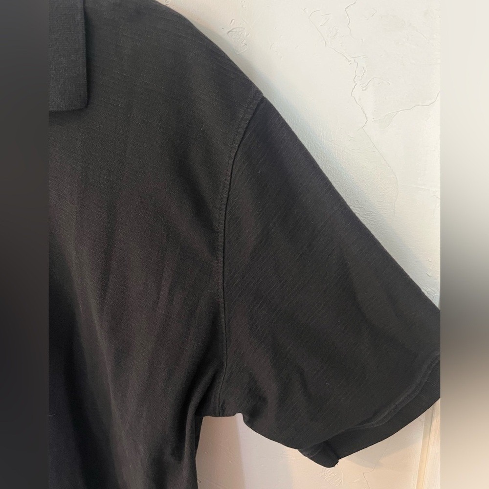 Weekendz Off Mens XL Black Slub Cotton Short Sleeve Polo Shirt RN 90498 - Picture 2 of 5